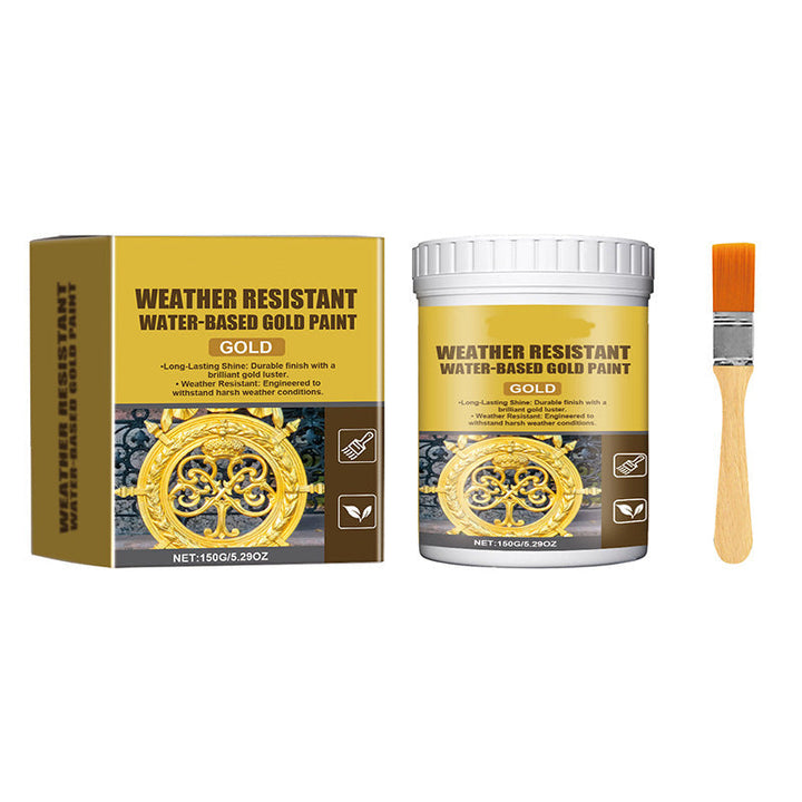 🥳2026 HOT SALE🥳💞50K+ SOLD!🏠✨ 50% OFF! Weather Resistant Gold Paint – Water‑based, brilliant shine. Safe for metal, wood &amp; stone. Lasts rain or shine! 🖌️💛