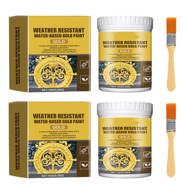 🥳2026 HOT SALE🥳💞50K+ SOLD!🏠✨ 50% OFF! Weather Resistant Gold Paint – Water‑based, brilliant shine. Safe for metal, wood &amp; stone. Lasts rain or shine! 🖌️💛