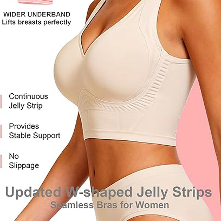 Soft Intention Plus Size Back Fat Smoothing Jelly Bra, Everyday, Seamless, Push Up