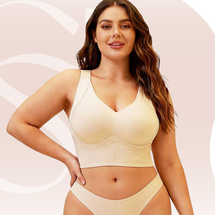 Soft Intention Plus Size Back Fat Smoothing Jelly Bra, Everyday, Seamless, Push Up