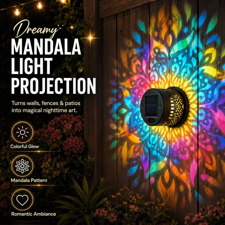 🌀 Solar Mandala Light – Stunning Pattern Projection, 2-in-1 Floor &amp; Wall Design &amp; IP65 Waterproof Auto On/Off 🌿