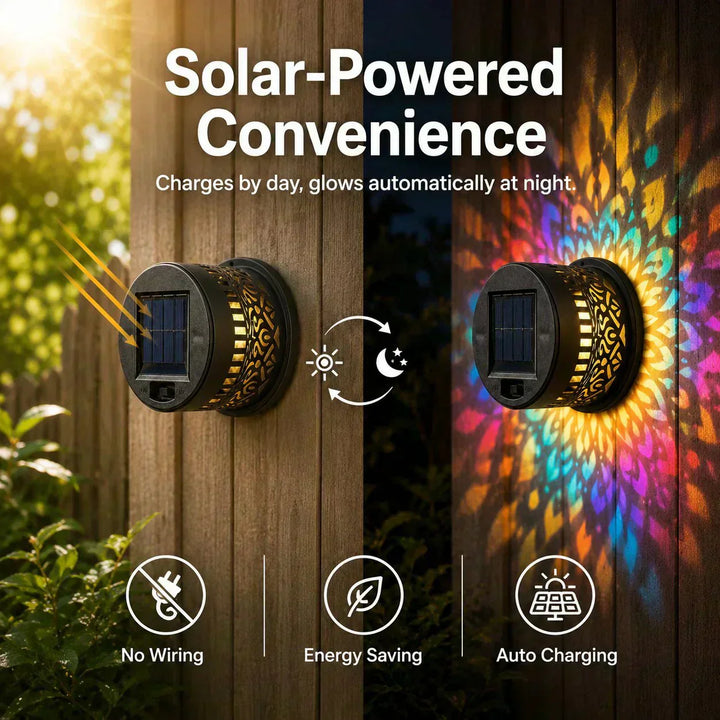 🌀 Solar Mandala Light – Stunning Pattern Projection, 2-in-1 Floor &amp; Wall Design &amp; IP65 Waterproof Auto On/Off 🌿