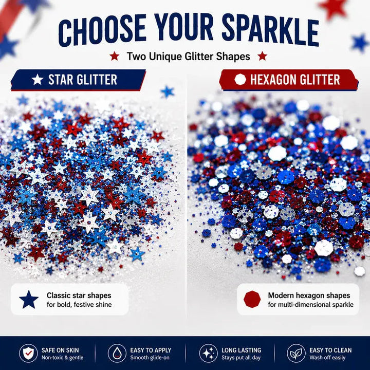 4. Juli-Glitzerstift – Mehrzweck-Glitzer für Gesicht und Körper &amp; Haarglitter für Festivals &amp; Patriotische Feiern