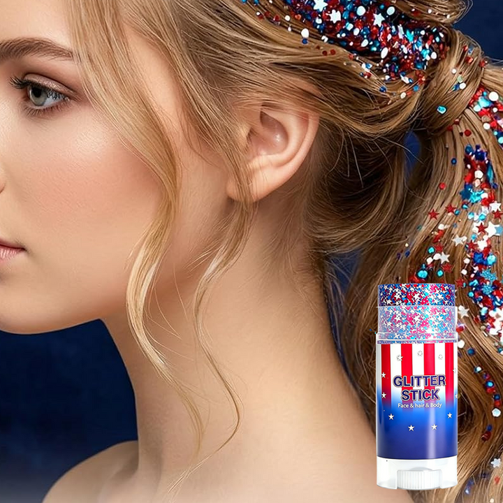 4. Juli-Glitzerstift – Mehrzweck-Glitzer für Gesicht und Körper &amp; Haarglitter für Festivals &amp; Patriotische Feiern