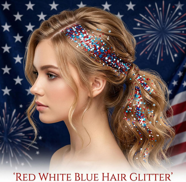 4. Juli-Glitzerstift – Mehrzweck-Glitzer für Gesicht und Körper &amp; Haarglitter für Festivals &amp; Patriotische Feiern