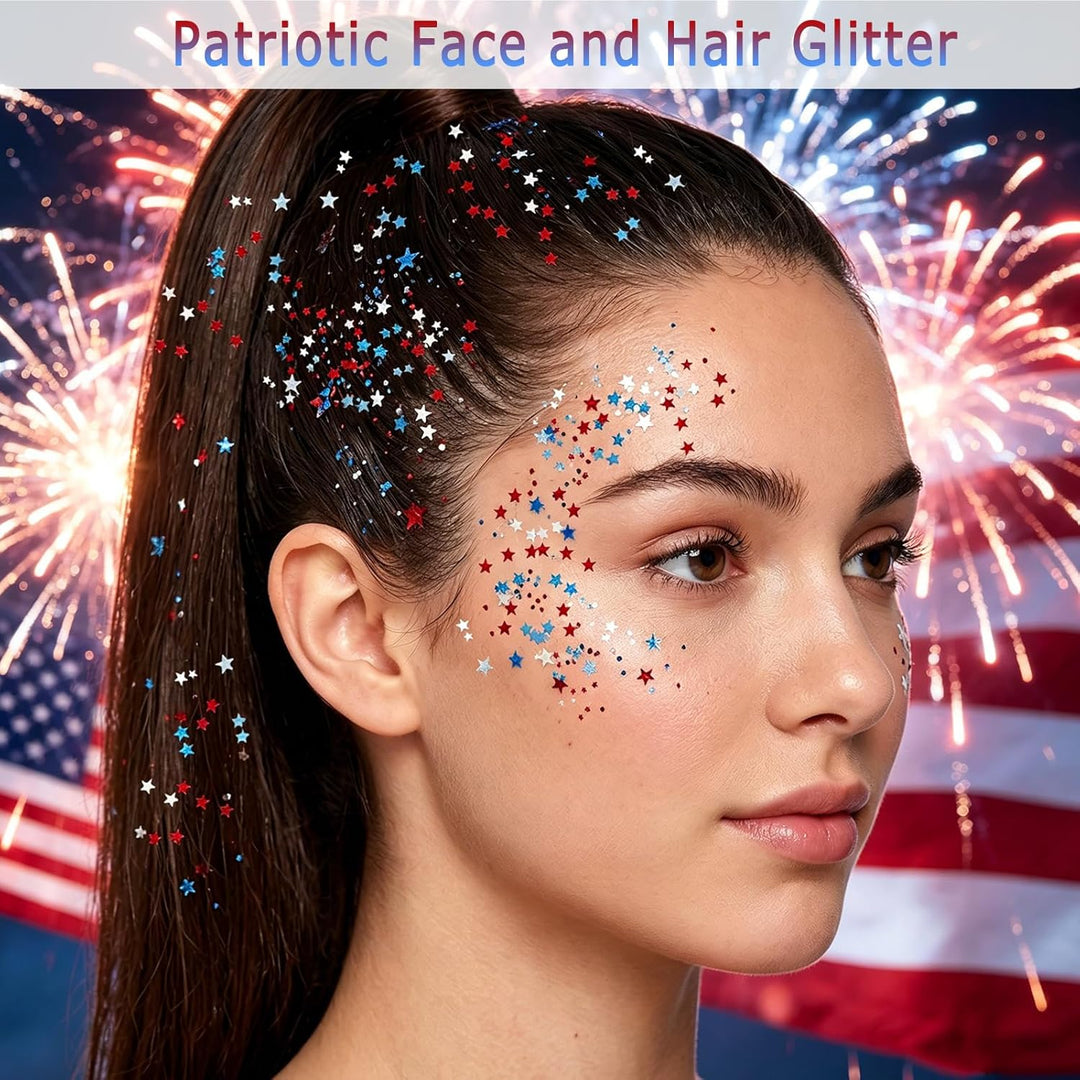 4. Juli-Glitzerstift – Mehrzweck-Glitzer für Gesicht und Körper &amp; Haarglitter für Festivals &amp; Patriotische Feiern
