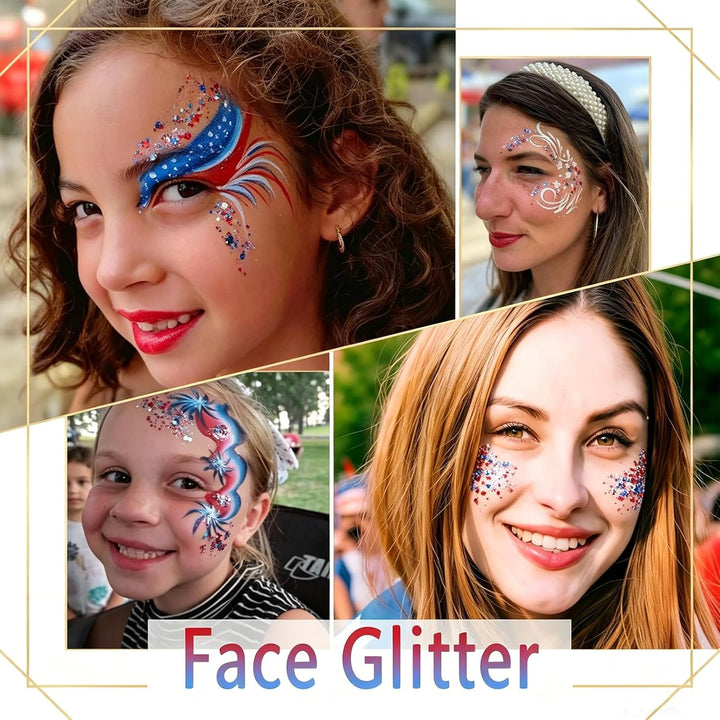 4. Juli-Glitzerstift – Mehrzweck-Glitzer für Gesicht und Körper &amp; Haarglitter für Festivals &amp; Patriotische Feiern
