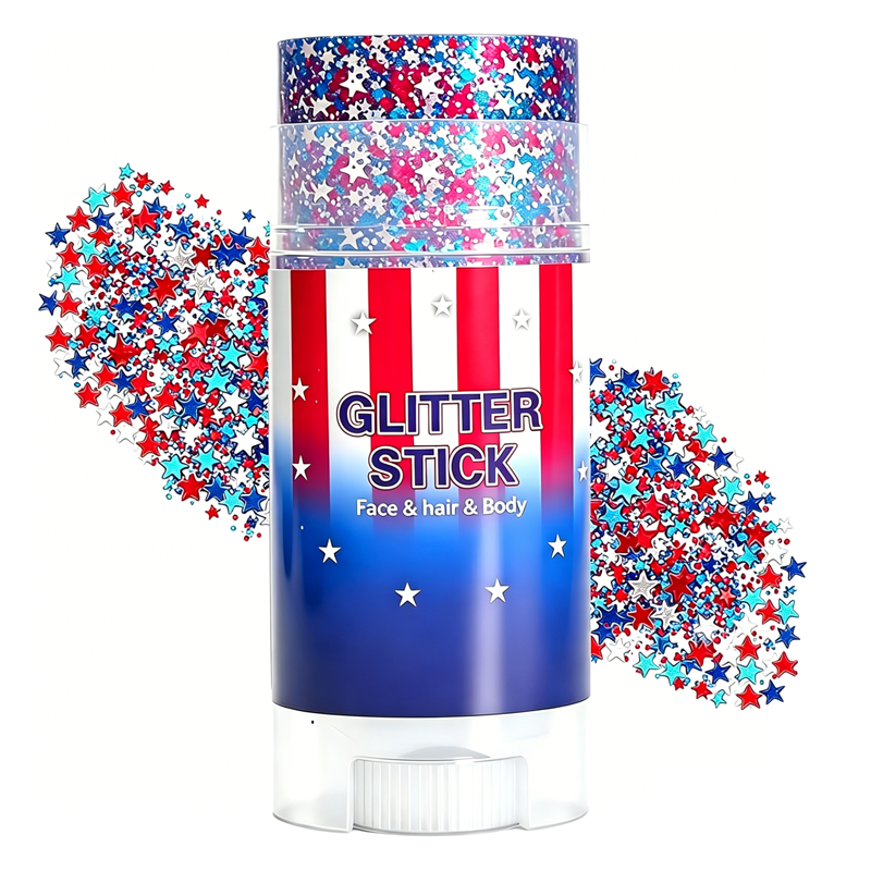 4. Juli-Glitzerstift – Mehrzweck-Glitzer für Gesicht und Körper &amp; Haarglitter für Festivals &amp; Patriotische Feiern