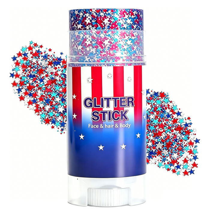 4. Juli-Glitzerstift – Mehrzweck-Glitzer für Gesicht und Körper &amp; Haarglitter für Festivals &amp; Patriotische Feiern