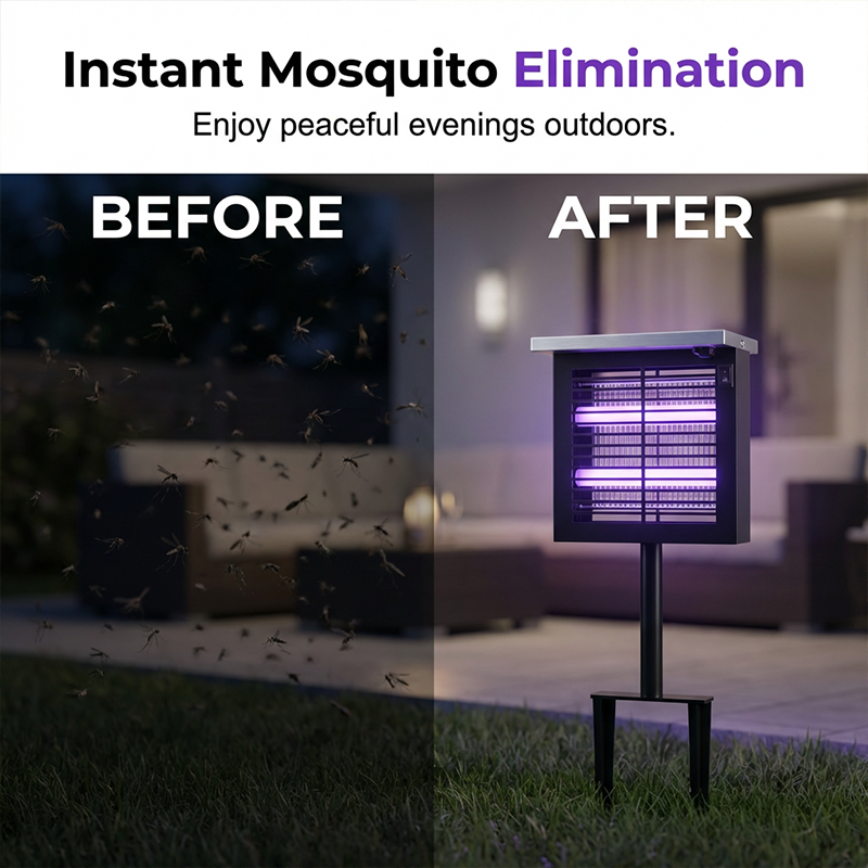 🎁Free Shipping☀️Solar Outdoor Bug Zapper – Covers Patio &amp; Garden, Auto Light Sensor, Rechargeable Battery. Mosquito-Free Nights! 🌙✅