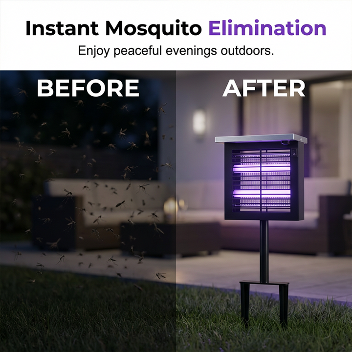 🎁Free Shipping☀️Solar Outdoor Bug Zapper – Covers Patio &amp; Garden, Auto Light Sensor, Rechargeable Battery. Mosquito-Free Nights! 🌙✅