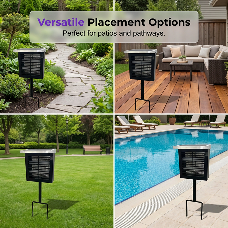 🎁Free Shipping☀️Solar Outdoor Bug Zapper – Covers Patio &amp; Garden, Auto Light Sensor, Rechargeable Battery. Mosquito-Free Nights! 🌙✅