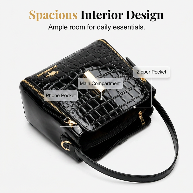 👜 50% OFF! ✨ Glossy Crocodile Pattern Women&