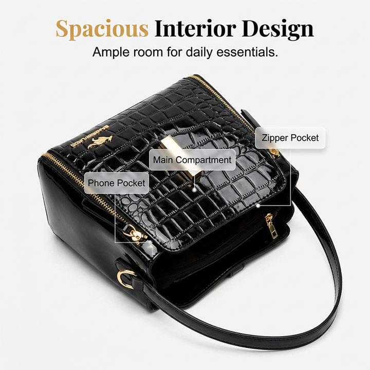 👜 50% OFF! ✨ Glossy Crocodile Pattern Women&