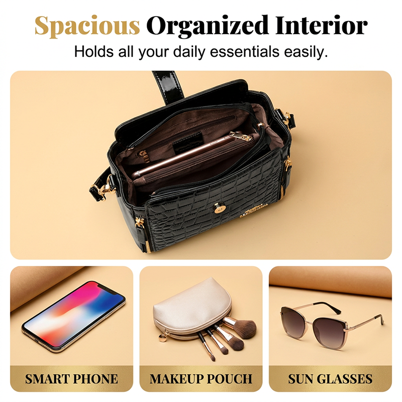 👜 50% OFF! ✨ Glossy Crocodile Pattern Women&