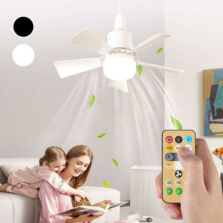 2-in-1 Portable Ceiling Fan &amp; Light With Remote Control