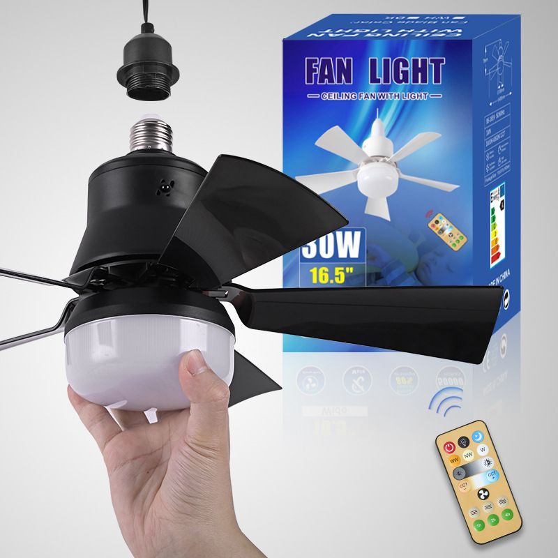 2-in-1 Portable Ceiling Fan &amp; Light With Remote Control