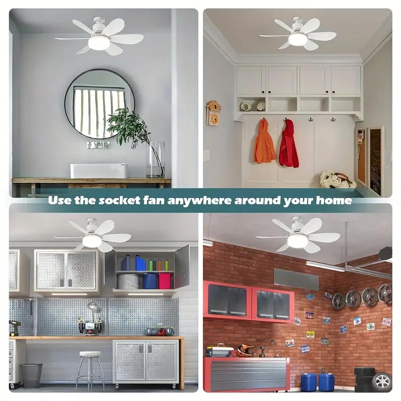 2-in-1 Portable Ceiling Fan &amp; Light With Remote Control