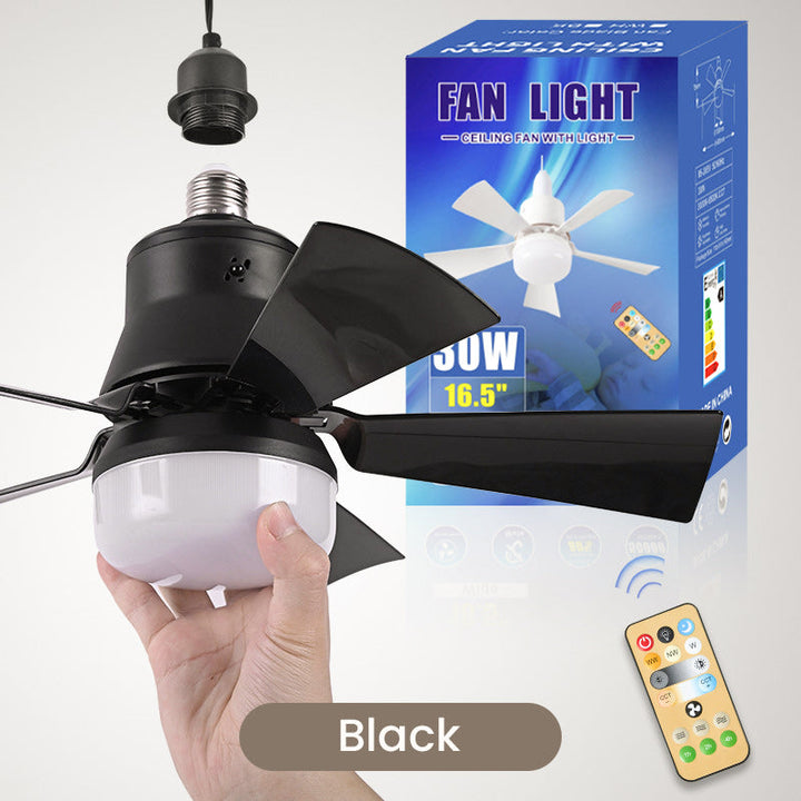 2-in-1 Portable Ceiling Fan &amp; Light With Remote Control