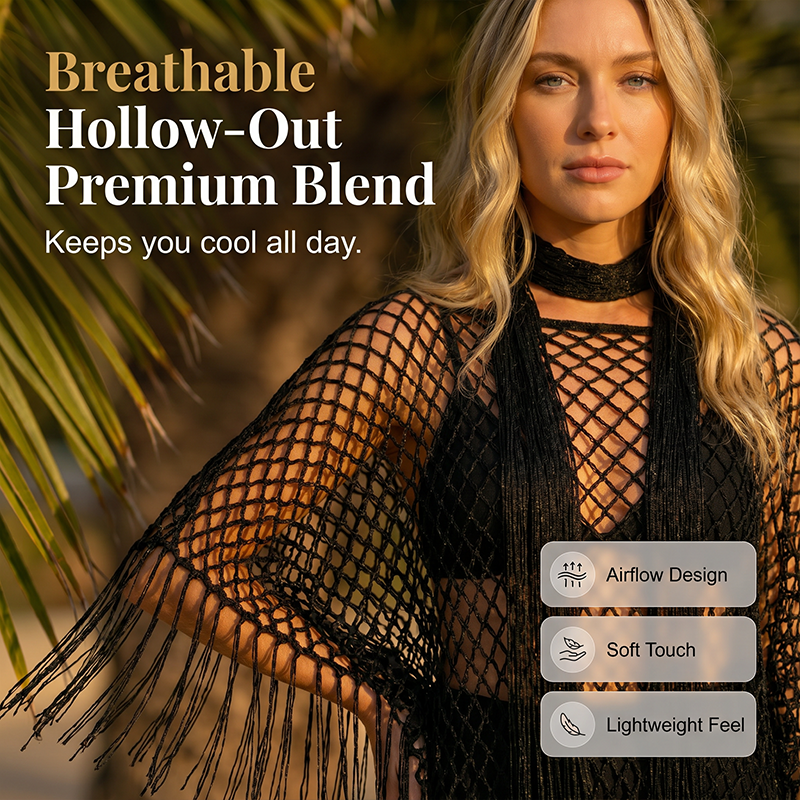 Summer Metallic Crochet Cover-Up – Lightweight, Flowy &amp; Effortlessly Stylish summer outfit