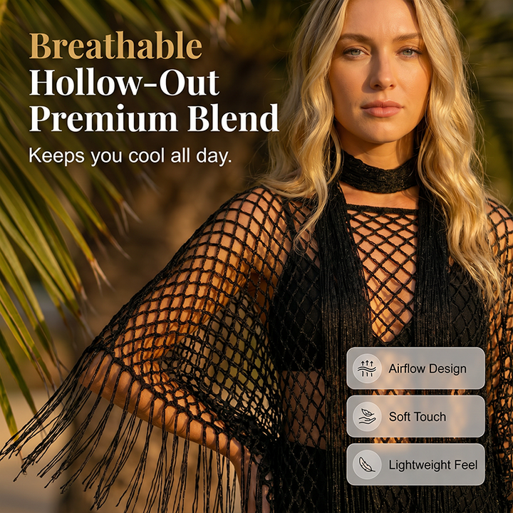 Summer Metallic Crochet Cover-Up – Lightweight, Flowy &amp; Effortlessly Stylish summer outfit