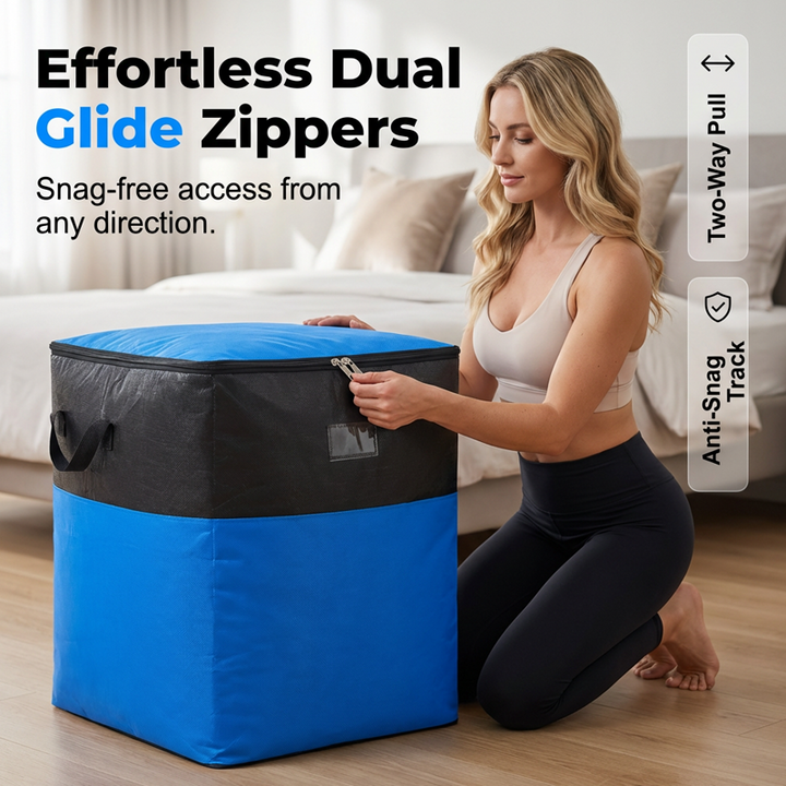 Collapsible Storage and Moving Bag – Heavy-duty handles &amp; zippered closure – Folds flat, perfect for moving, travel or closet organization – reusable &amp; easy to clean 🏠