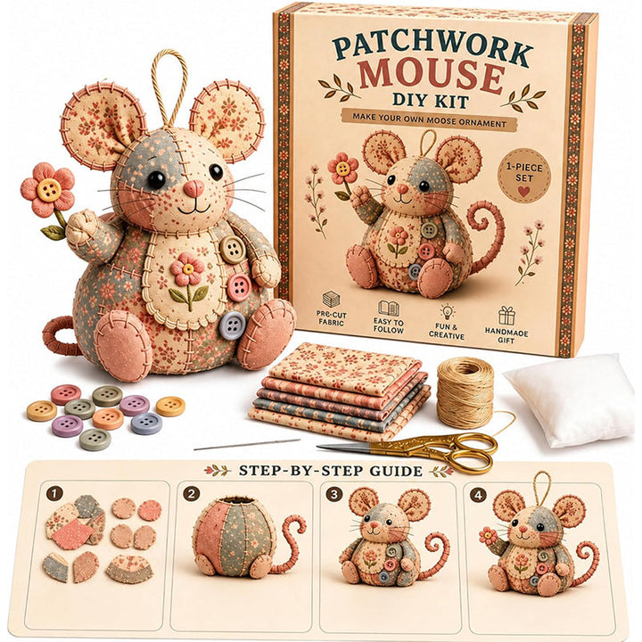 🎁  LIMITED-TIME DEAL! Handcrafted Vintage Mouse Plush Sewing Kit – Charming Retro Design, Complete DIY Craft Set &amp; Thoughtful Handmade Gift ✨