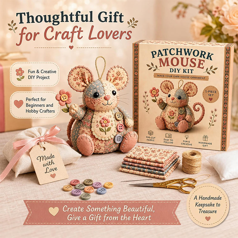 🎁  LIMITED-TIME DEAL! Handcrafted Vintage Mouse Plush Sewing Kit – Charming Retro Design, Complete DIY Craft Set &amp; Thoughtful Handmade Gift ✨