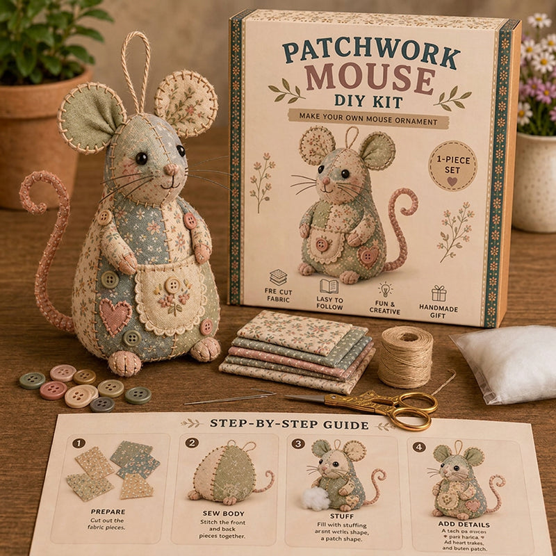 🎁  LIMITED-TIME DEAL! Handcrafted Vintage Mouse Plush Sewing Kit – Charming Retro Design, Complete DIY Craft Set &amp; Thoughtful Handmade Gift ✨