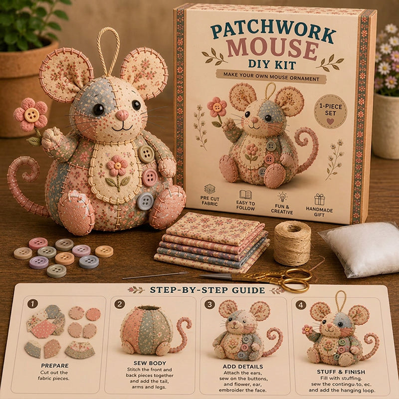 🎁  LIMITED-TIME DEAL! Handcrafted Vintage Mouse Plush Sewing Kit – Charming Retro Design, Complete DIY Craft Set &amp; Thoughtful Handmade Gift ✨