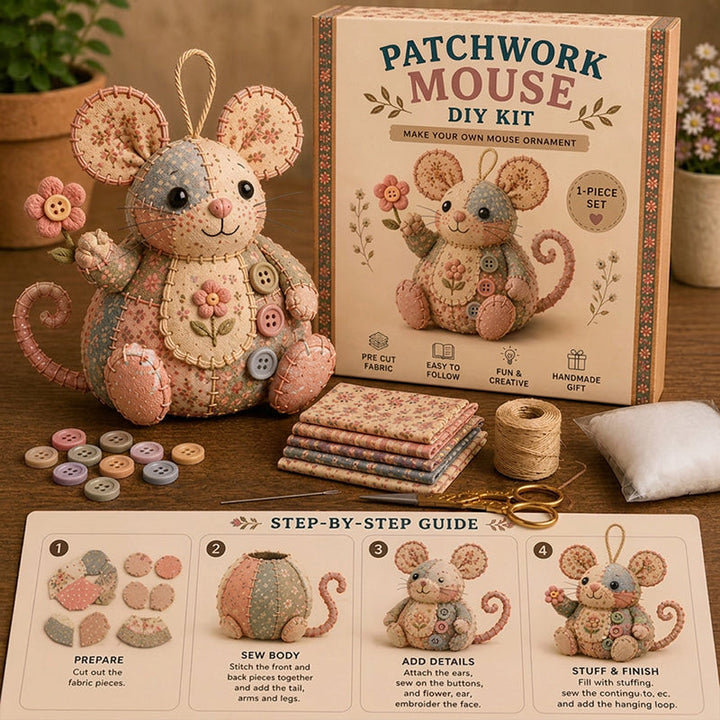 🎁  LIMITED-TIME DEAL! Handcrafted Vintage Mouse Plush Sewing Kit – Charming Retro Design, Complete DIY Craft Set &amp; Thoughtful Handmade Gift ✨