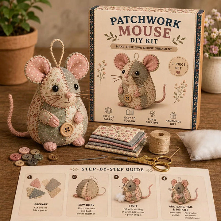 🎁  LIMITED-TIME DEAL! Handcrafted Vintage Mouse Plush Sewing Kit – Charming Retro Design, Complete DIY Craft Set &amp; Thoughtful Handmade Gift ✨