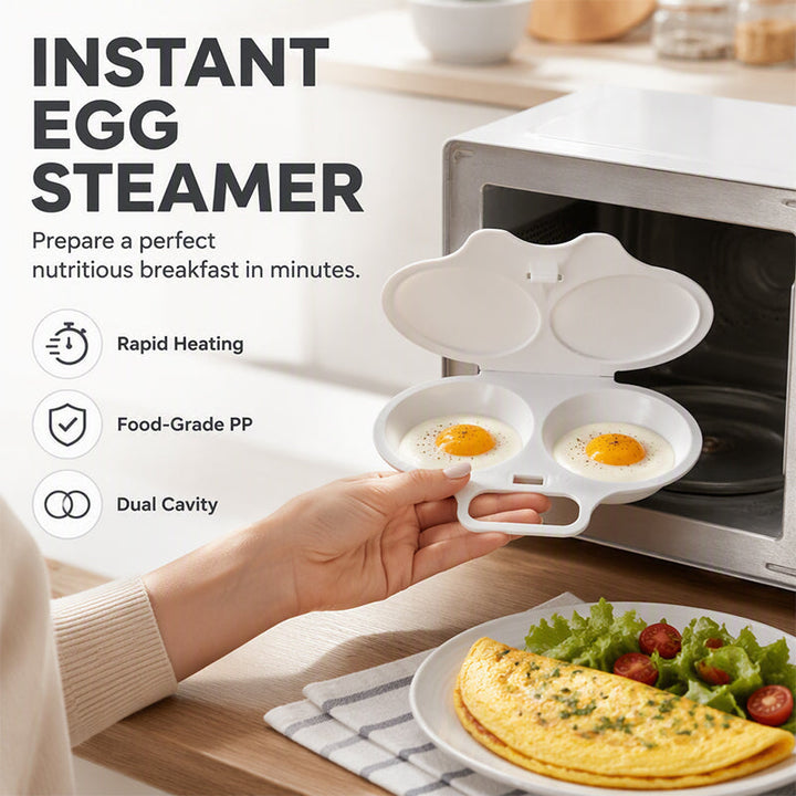 ⏳🔥LIMITED-TIME 50% OFF! ⏰Dual Cavity Microwave Egg Poacher – Quick oil‑free cooking, food‑grade PP &amp; versatile. Perfect for busy mornings – healthy breakfast in minutes! ⚡🍳