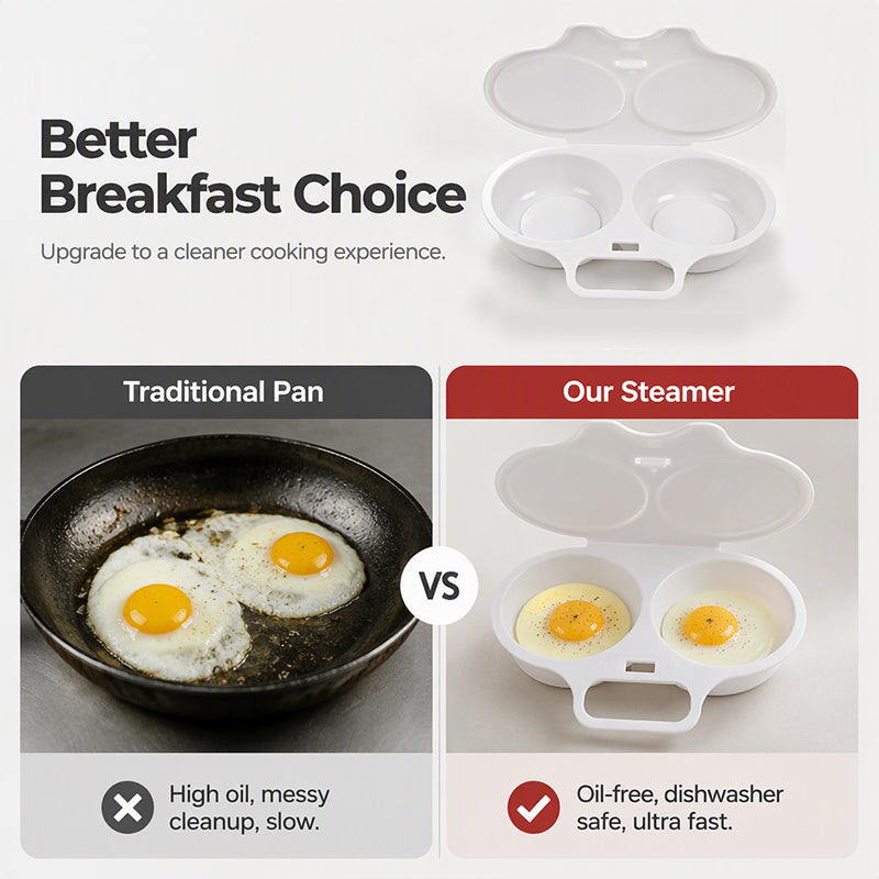 ⏳🔥LIMITED-TIME 50% OFF! ⏰Dual Cavity Microwave Egg Poacher – Quick oil‑free cooking, food‑grade PP &amp; versatile. Perfect for busy mornings – healthy breakfast in minutes! ⚡🍳