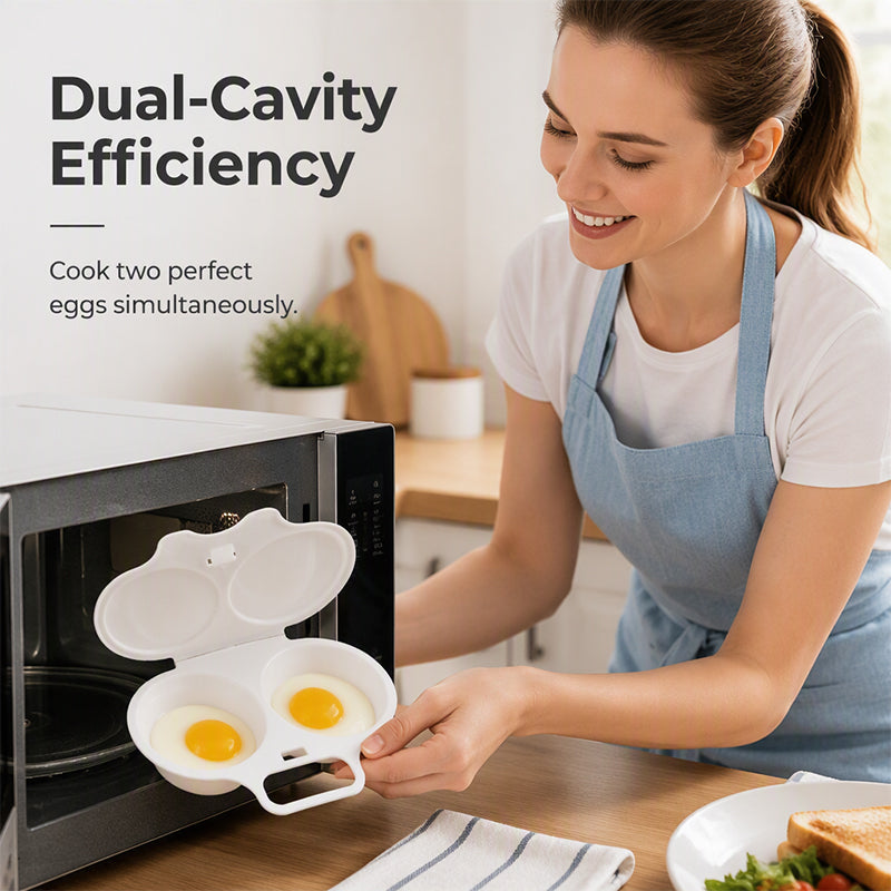 ⏳🔥LIMITED-TIME 50% OFF! ⏰Dual Cavity Microwave Egg Poacher – Quick oil‑free cooking, food‑grade PP &amp; versatile. Perfect for busy mornings – healthy breakfast in minutes! ⚡🍳