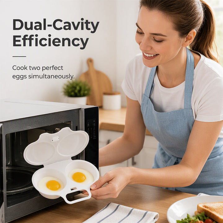 ⏳🔥LIMITED-TIME 50% OFF! ⏰Dual Cavity Microwave Egg Poacher – Quick oil‑free cooking, food‑grade PP &amp; versatile. Perfect for busy mornings – healthy breakfast in minutes! ⚡🍳