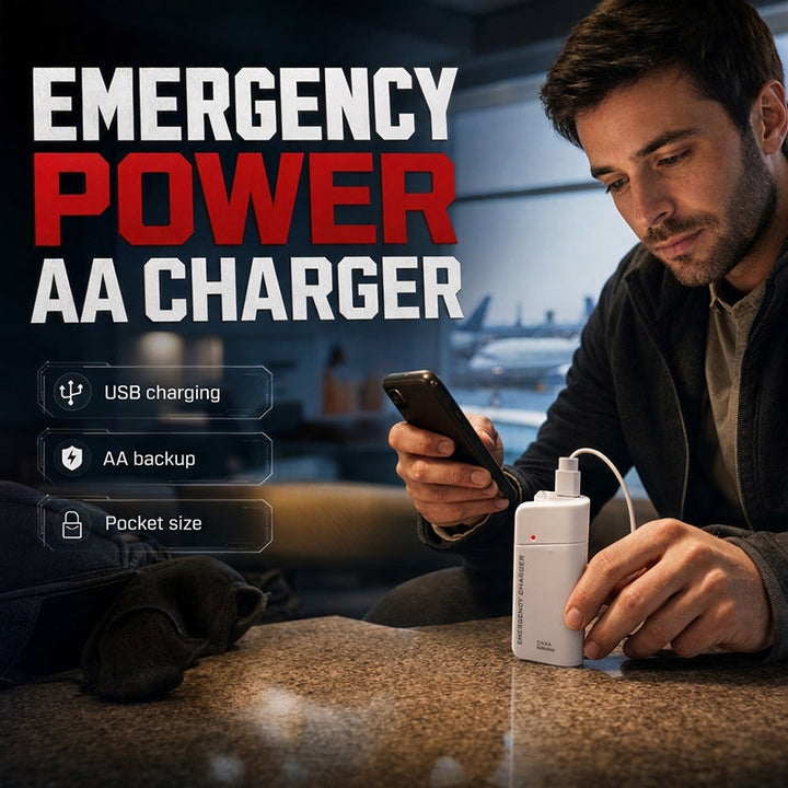 🔋50% OFF NOW! Portable Emergency Phone Charger‑AA Battery‑Powered Power Bank with LED Flashlight, Pocket‑Size USB Emergency Backup Charger for Outdoor Travel Camping