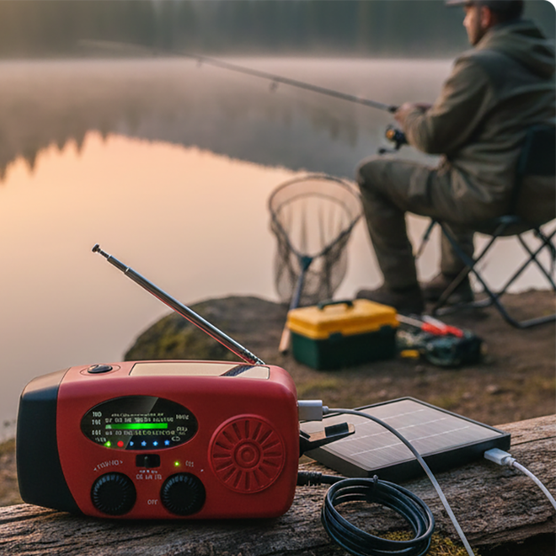 📻 58% OFF NOW!🔋Multifunctional Portable Solar Emergency Radio – Power Bank, Hand Crank &amp; Weather Alert⚡